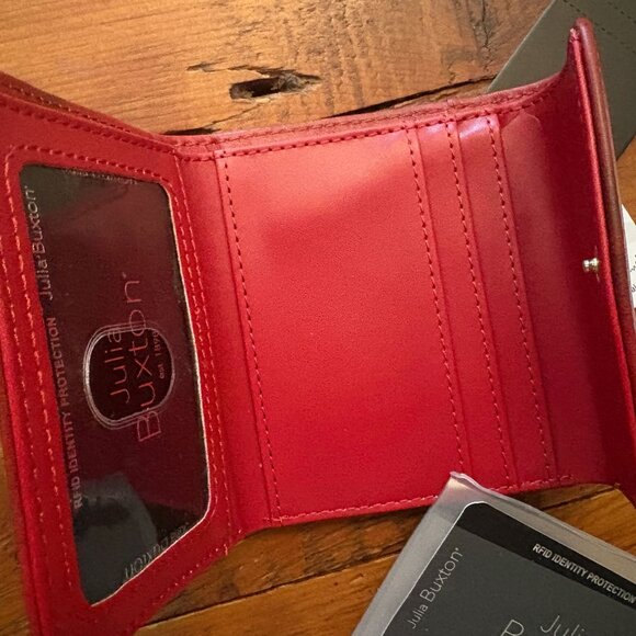Julia Buxton Women's Heiress Pick-Me-Up Mini-Trifold Wallet - RED NWT - Picture 4 of 6